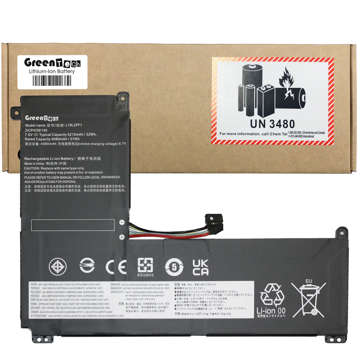 GreenTechLLC GreenTechLLC 32Wh laptop battery for Lenovo IdeaPad 1-11IGL05 1-14IGL05 — product photo