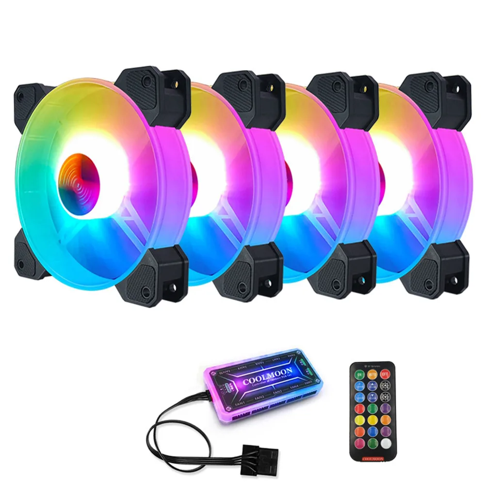 IHDAPP IHDAPP 120 mm RGB case fan 4-pack with IR remote — product photo