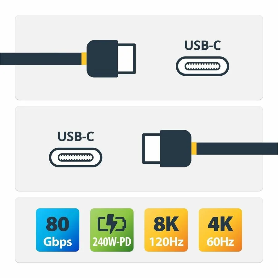 STARTECH STARTECH CC3FT80GUSB4CABLEW USB4 cable 3ft 80Gbps 240W 8K 120Hz Thunderbolt 4 White — product photo