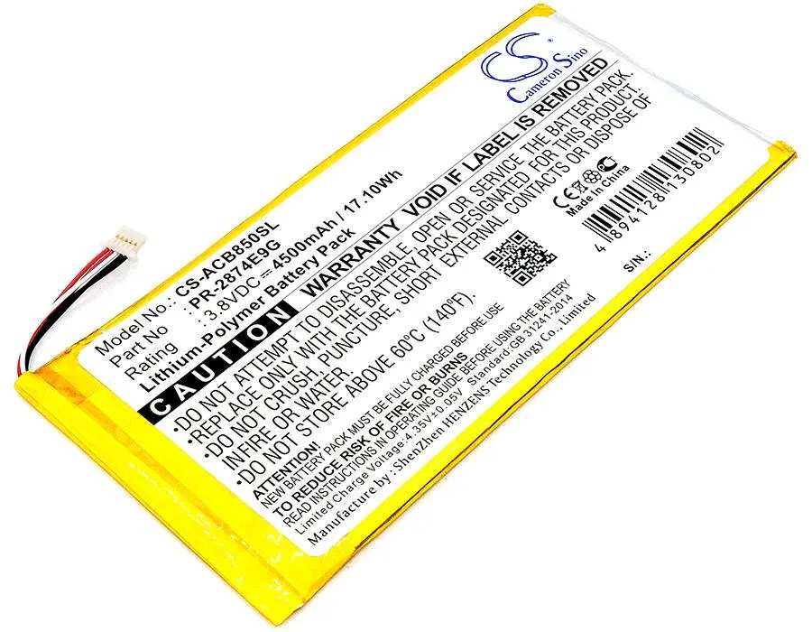 Rectangular black replacement battery with gold connector strip