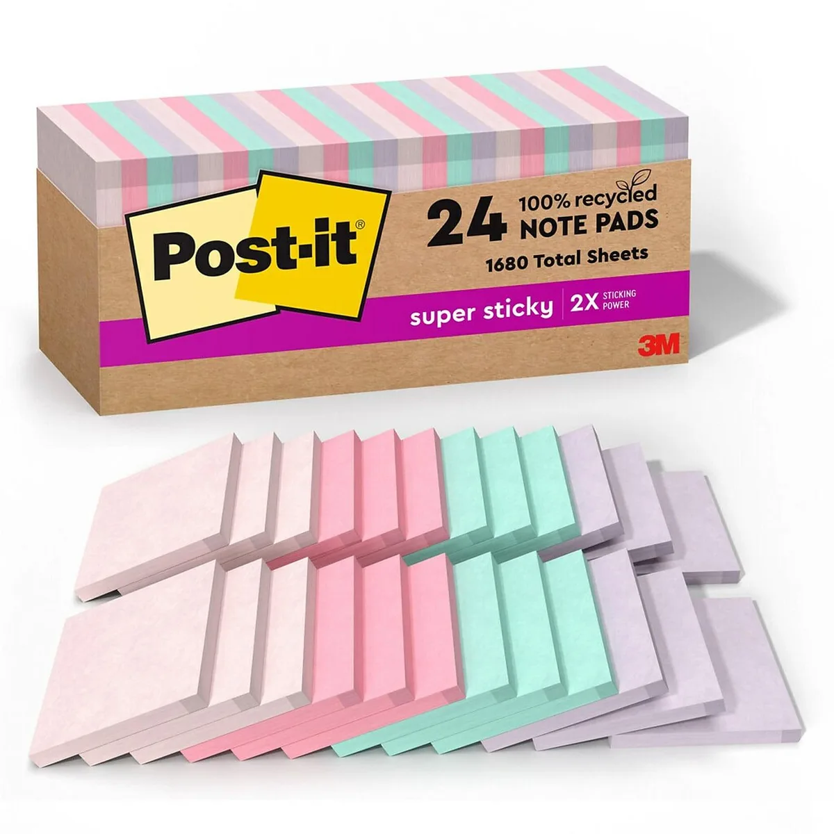 3M 3M 654R-24SSNRPCP Super Sticky Notes 3x3 70 Sheet 24 Pack — product photo