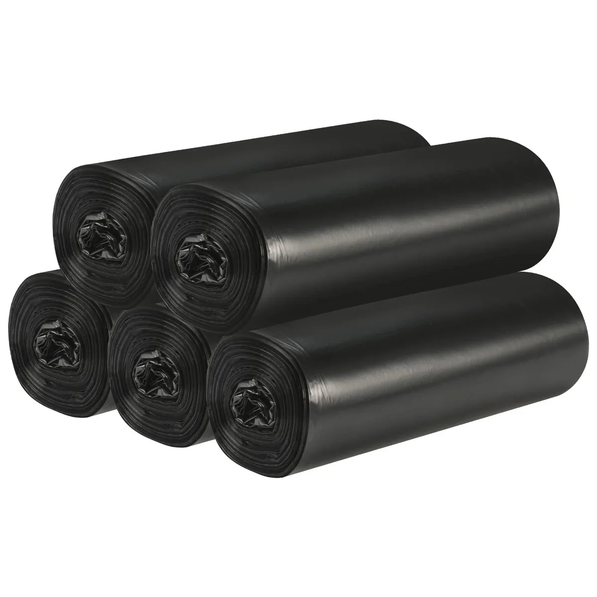 White plastic garbage bags on rolls, 4 gallon capacity, 100 count pack