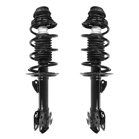 Pair of silver front strut assemblies with springs, ready to install