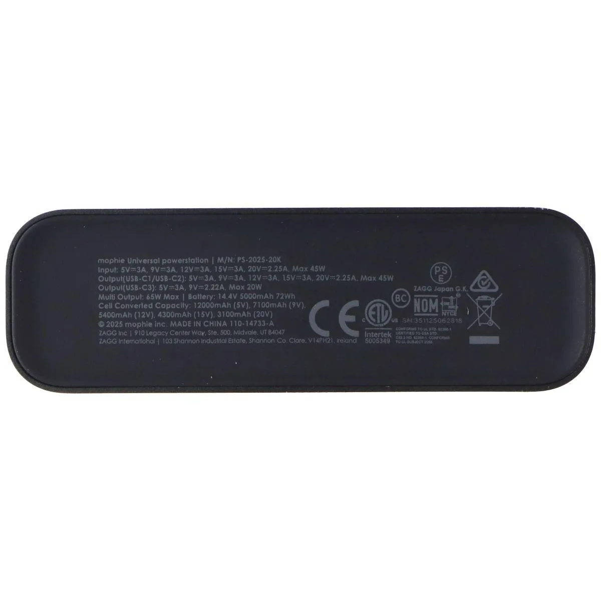 Mophie Mophie PS-2025-20K 20000mAh Power Bank Black — product photo