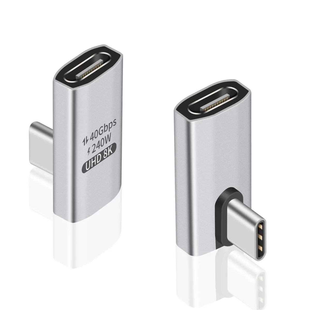 BUCIER BUCIER 90 Degree USB C Adapter 240W 40Gbps 8K@60Hz Silver — product photo