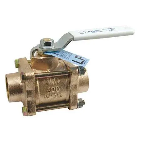 Bronze inline ball valve, straight body, sweat ends, lever handle