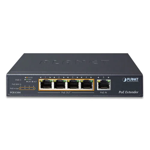 PLANET PLANET POE-E304 1-Port 60W Ultra PoE to 4-Port 802.3 af/at Gigabit PoE Extender — product photo