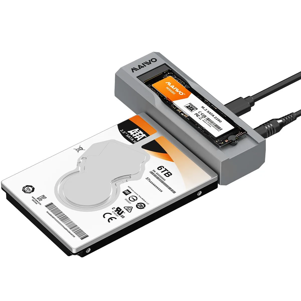 MAIWO MAIWO M.2 SATA to 2.5 3.5 SATA Enclosure with Offline Clone — product photo