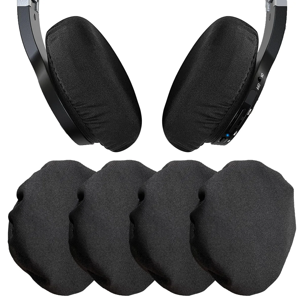 PChero HM102 Ear Covers Stretch Fabric Black 4 Pack — product photo