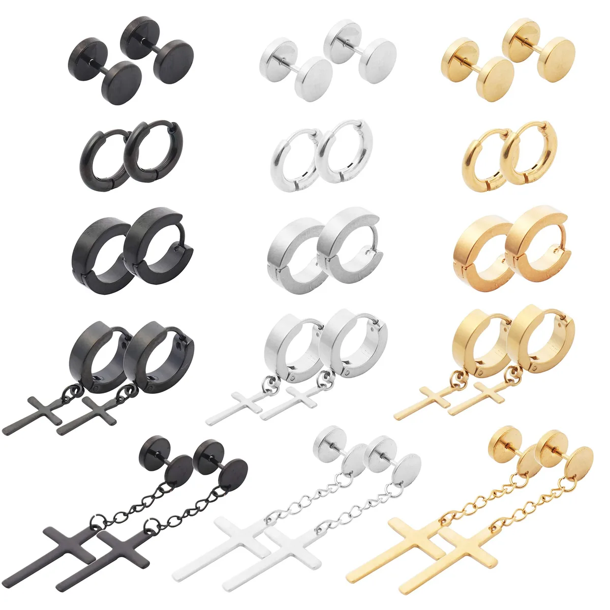  NEWITIN 15 Pairs 316L Stainless Steel Hoop Earrings 20G .8mm — product photo