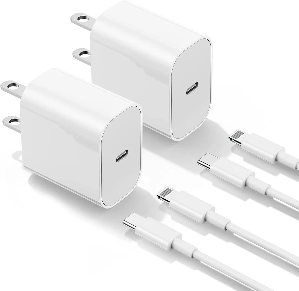 MCHOSE MCHOSE 6ft USB-C to Lightning Cable with PD 2.0 Charger Block 2-Pack — product photo