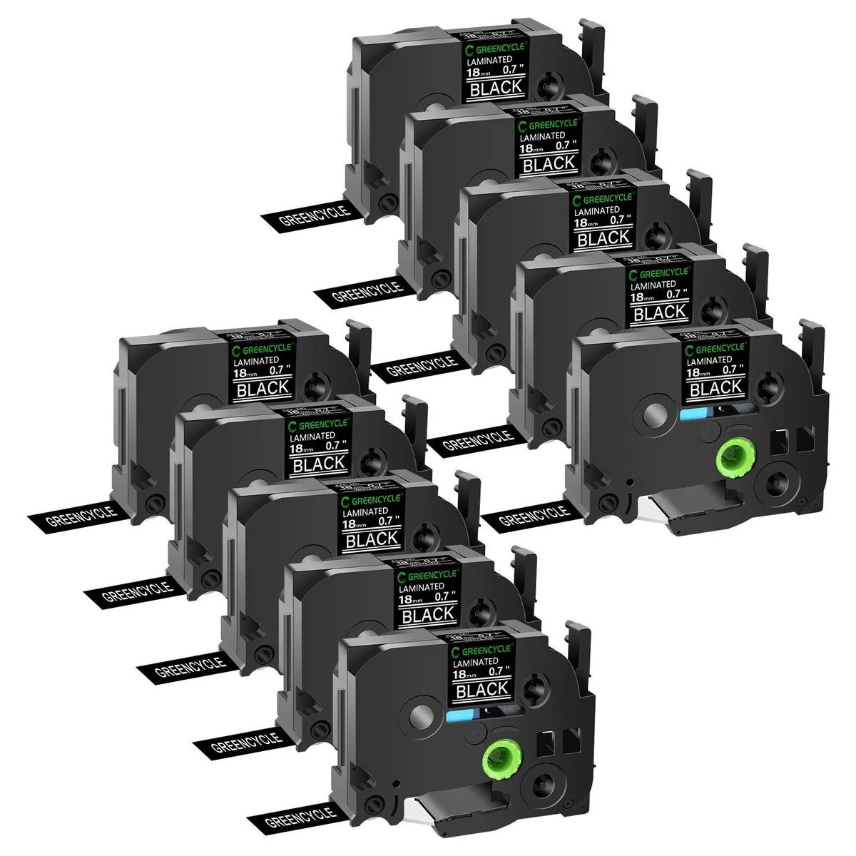 GREENCYCLE GREENCYCLE TZe-345 18mm White on Black Laminated Label Tape 20 Pack — product photo