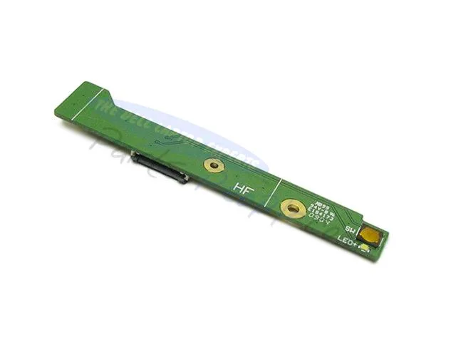 Small green circuit board with LED power button and connectors