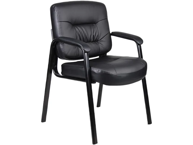BOSS Office Products BOSS Office Products B7509 LeatherPlus Guest Chair Black 20x17x19.5 in 275 lb — product photo
