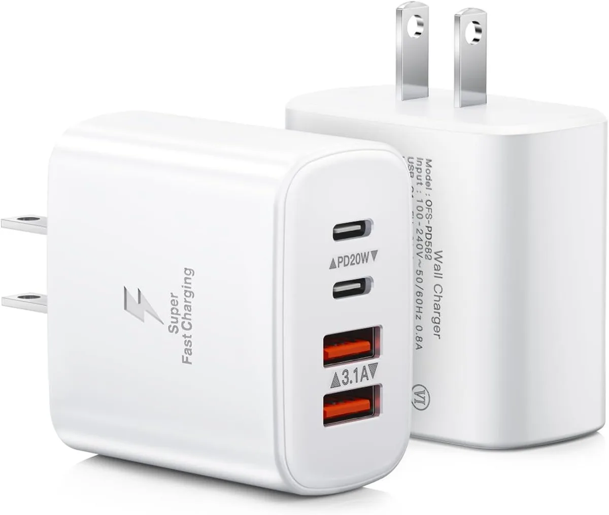 Elestur Elestur 40W 4-Port USB-C Charger 2-Pack Dual Port QC Double Brick — product photo