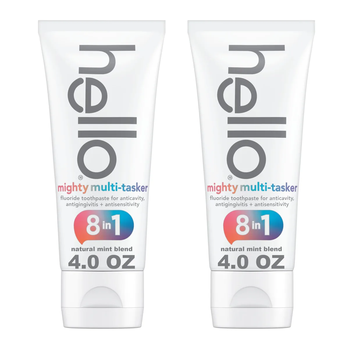  hello 8 in 1 Mighty Multi-Tasker Fluoride Toothpaste 2 Count 4.0 oz Tubes — product photo