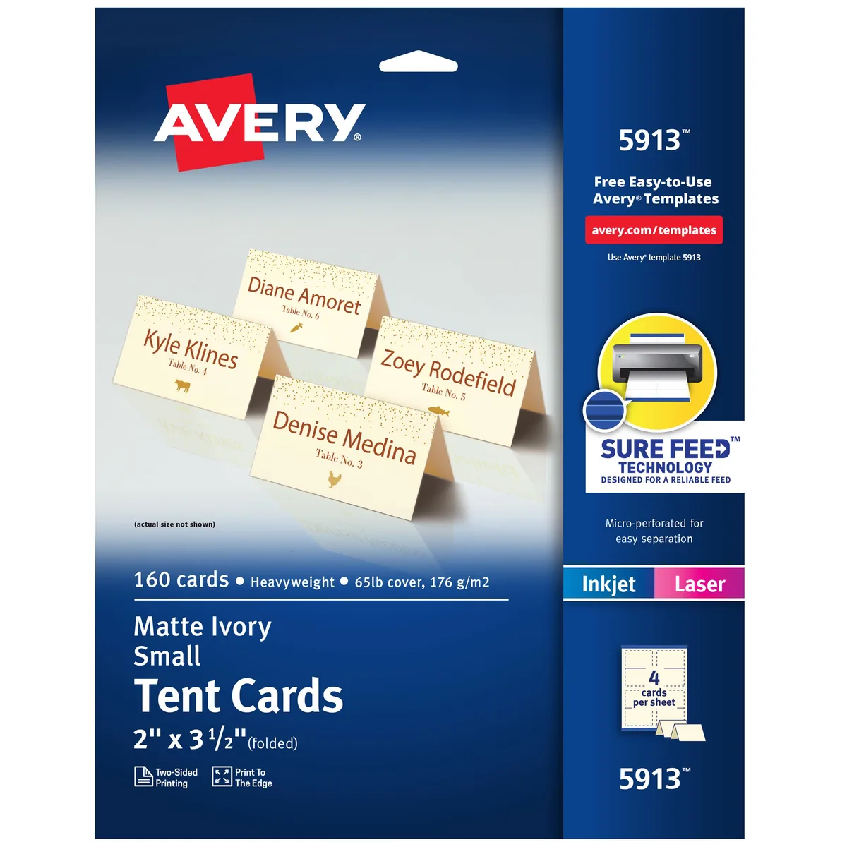 Avery Avery Tent Cards 2" x 3.5" Ivory 160 Pack (5913) — product photo