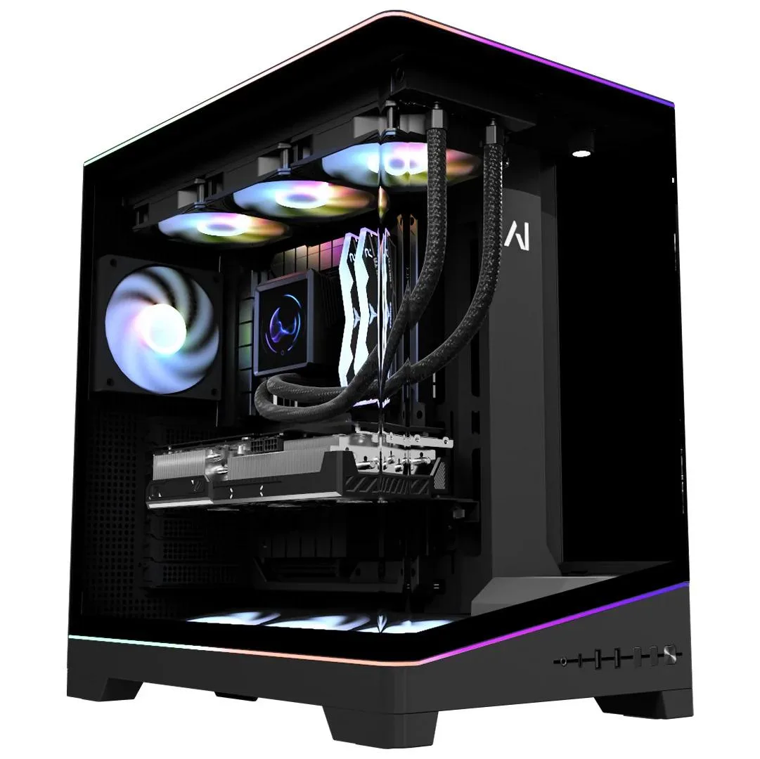 Andromeda Insights Andromeda Insights Galaxy V4 gaming PC Ryzen 7 9800X3D RX 9070 XT 16GB 32GB DDR5 2TB NVMe 850W Gold LCD — product photo