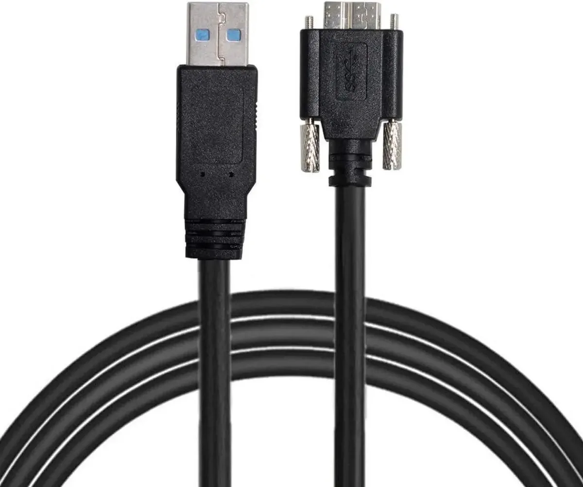 15ft USB 3.0 Type-A to Micro-B cable with panel mount screws