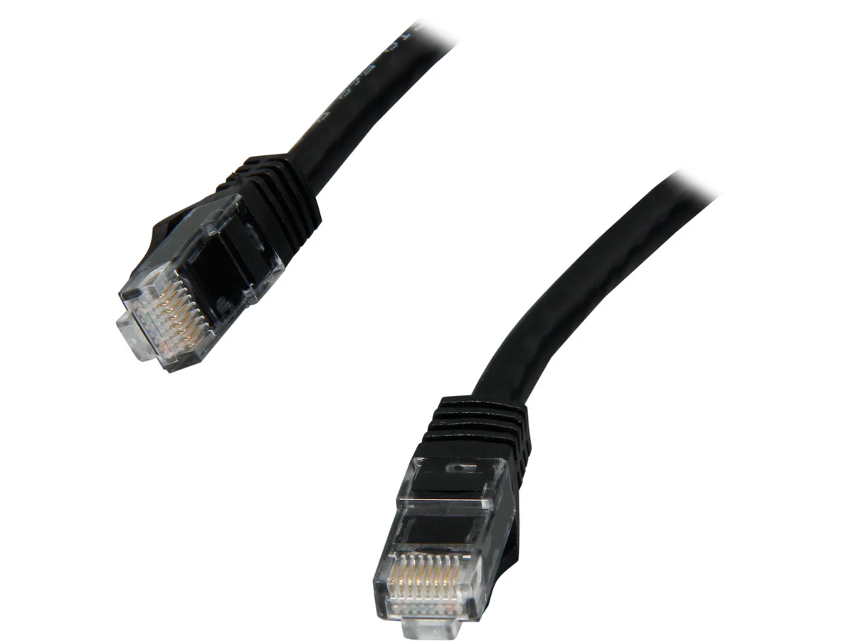 Black 35 ft Cat 6 Ethernet cable with snagless RJ45 connectors