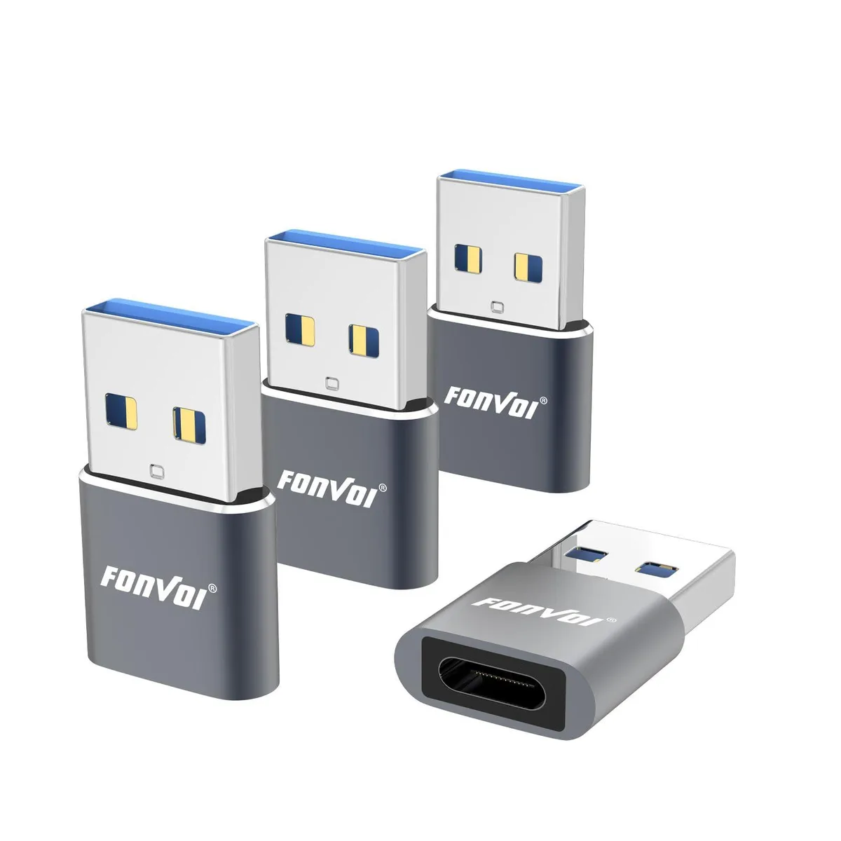  FONVOi USB 3.0 to USB-C Adapter 4 Pack Grey — product photo