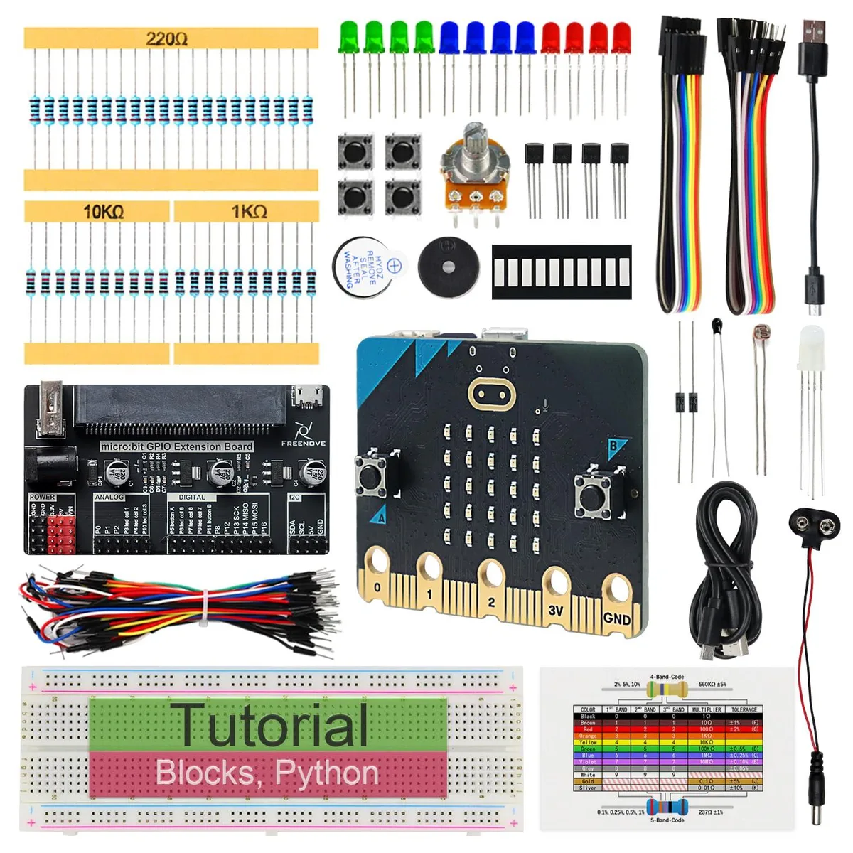 KEHIPI KEHIPI Basic Starter Kit for BBC Micro:bit V2, 162 Items, 27 Projects — product photo
