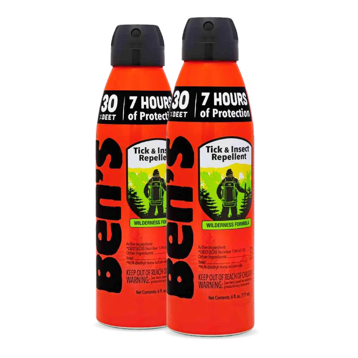 Two white 6 oz spray bottles with black caps and green labels
