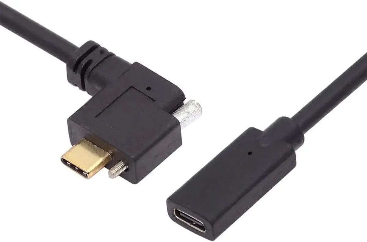 SMUGDESK SMUGDESK Right Angled USB-C Male to Female Screw-Locking Extension Cable USB 3.1 10Gbps — product photo