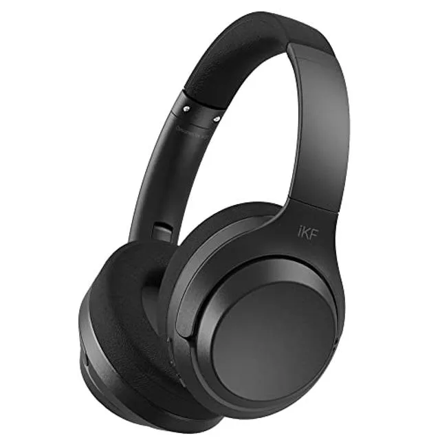 Black over-ear headphones with padded ear cups and headband