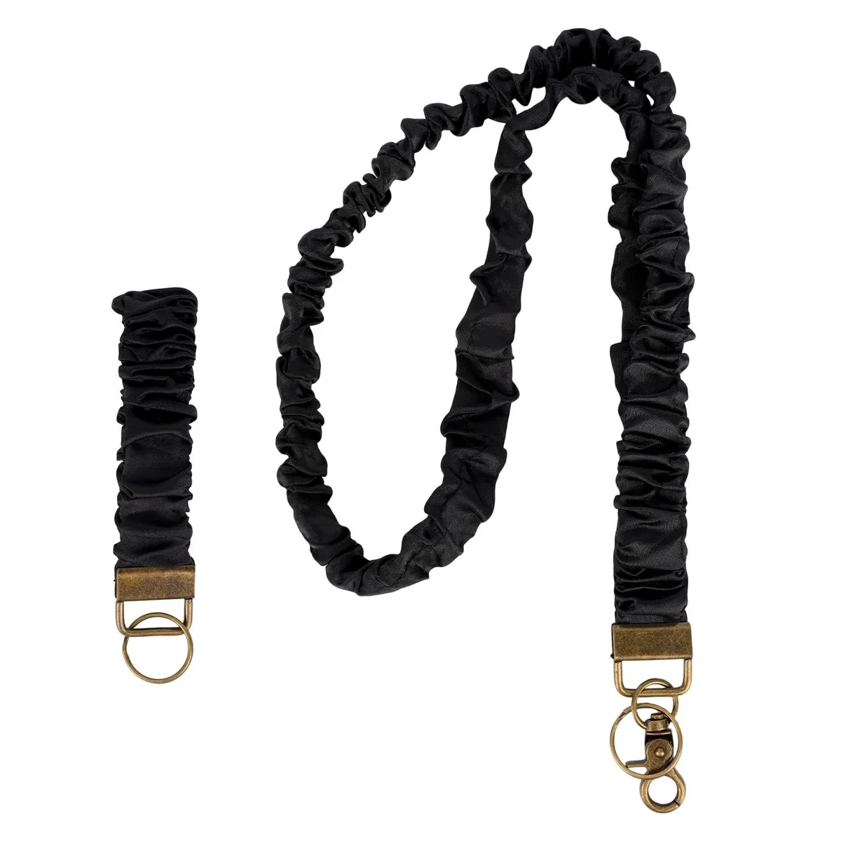 Penitue 1084018 black cotton blend scrunchie lanyard with wrist strap 46 cm 14 cm — product photo