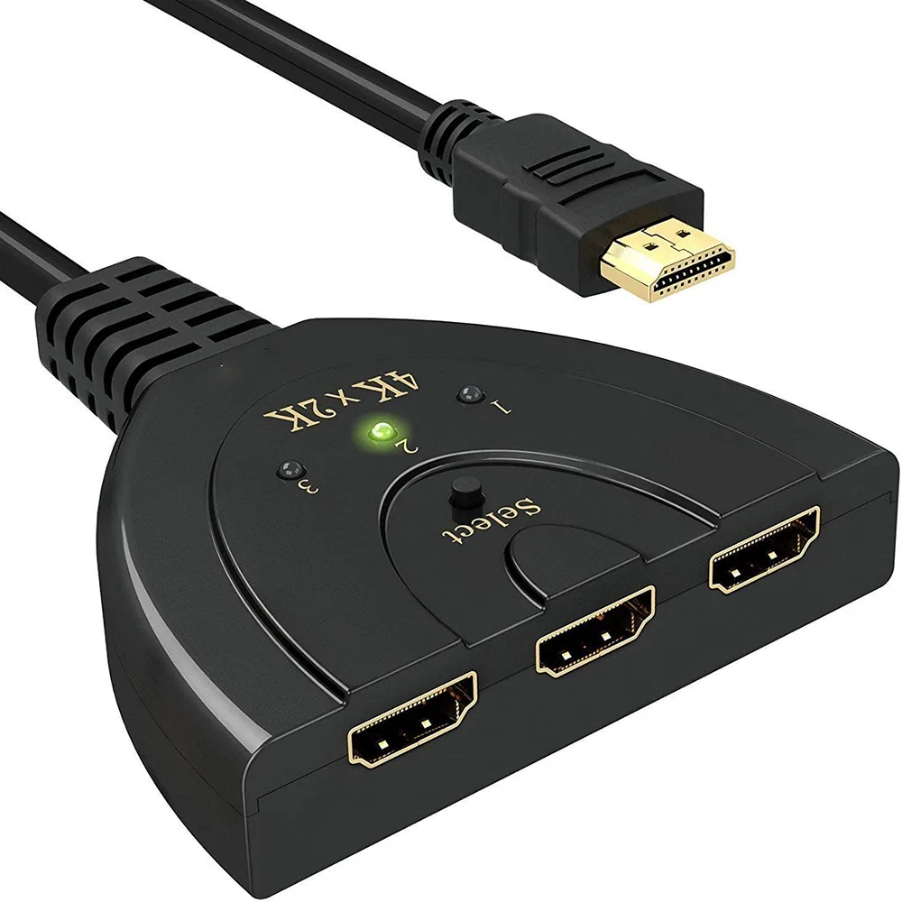 Hitoor Hitoor 3-port HDMI switch 1.8ft pigtail video splitter — product photo