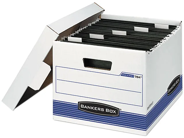Bankers Box Bankers Box 784 Letter Storage Box White/Blue 4/Carton 550 lb — product photo
