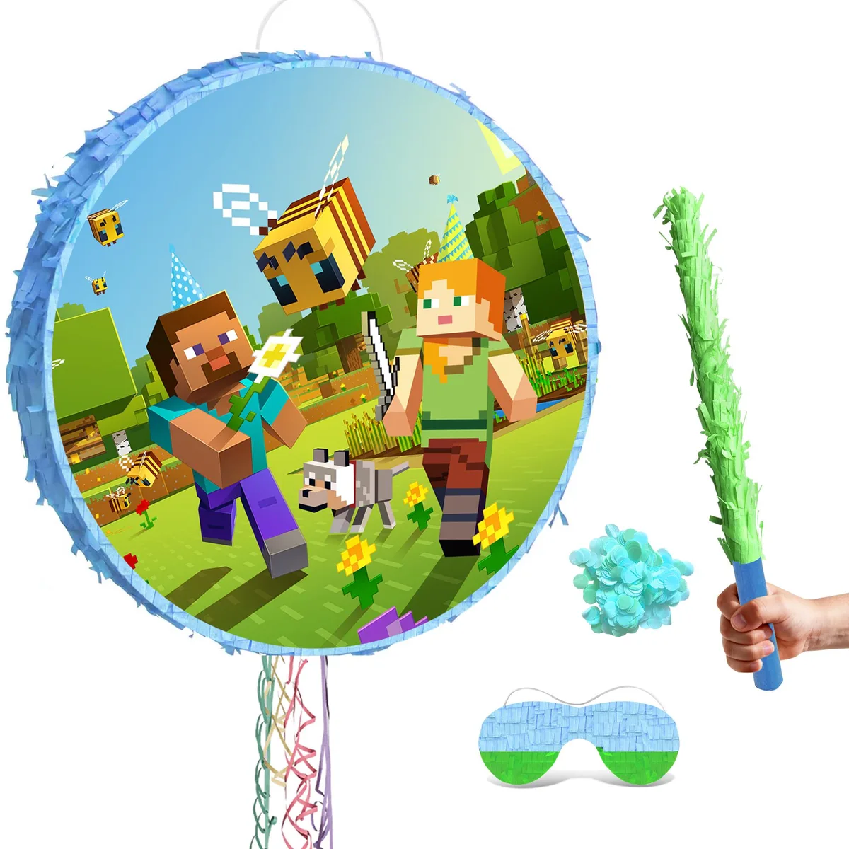 InBoxxarty InBoxxarty Pixel Game Pinata Set — Blue Green Party Supply — product photo