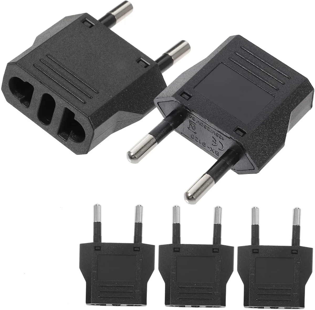 TeKit TeKit 5 Pack US to EU Travel Adapter Black 4.0mm — product photo