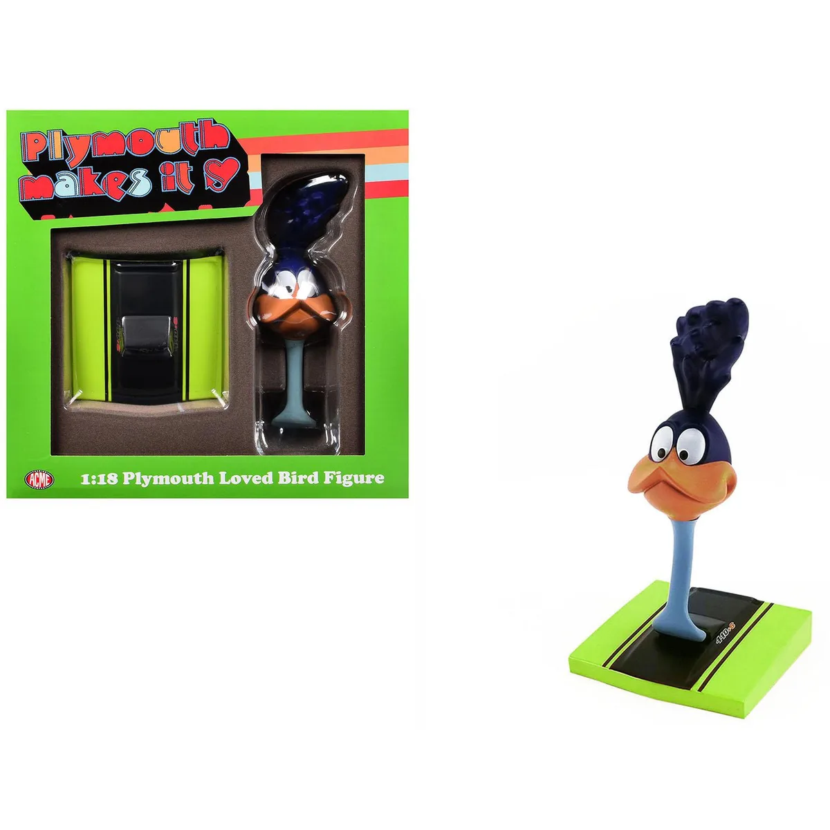 ACME ACME Plymouth Loved Bird Figure Limelight Green Hood Stand 1/18 — product photo