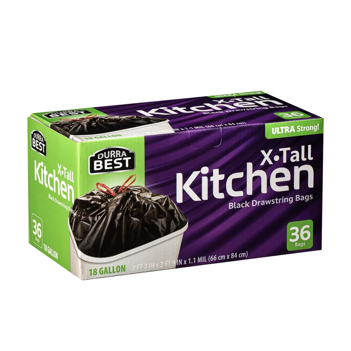  DURRA BEST 18 Gallon Black 36 pc Garbage Bags 1.1 MIL — product photo