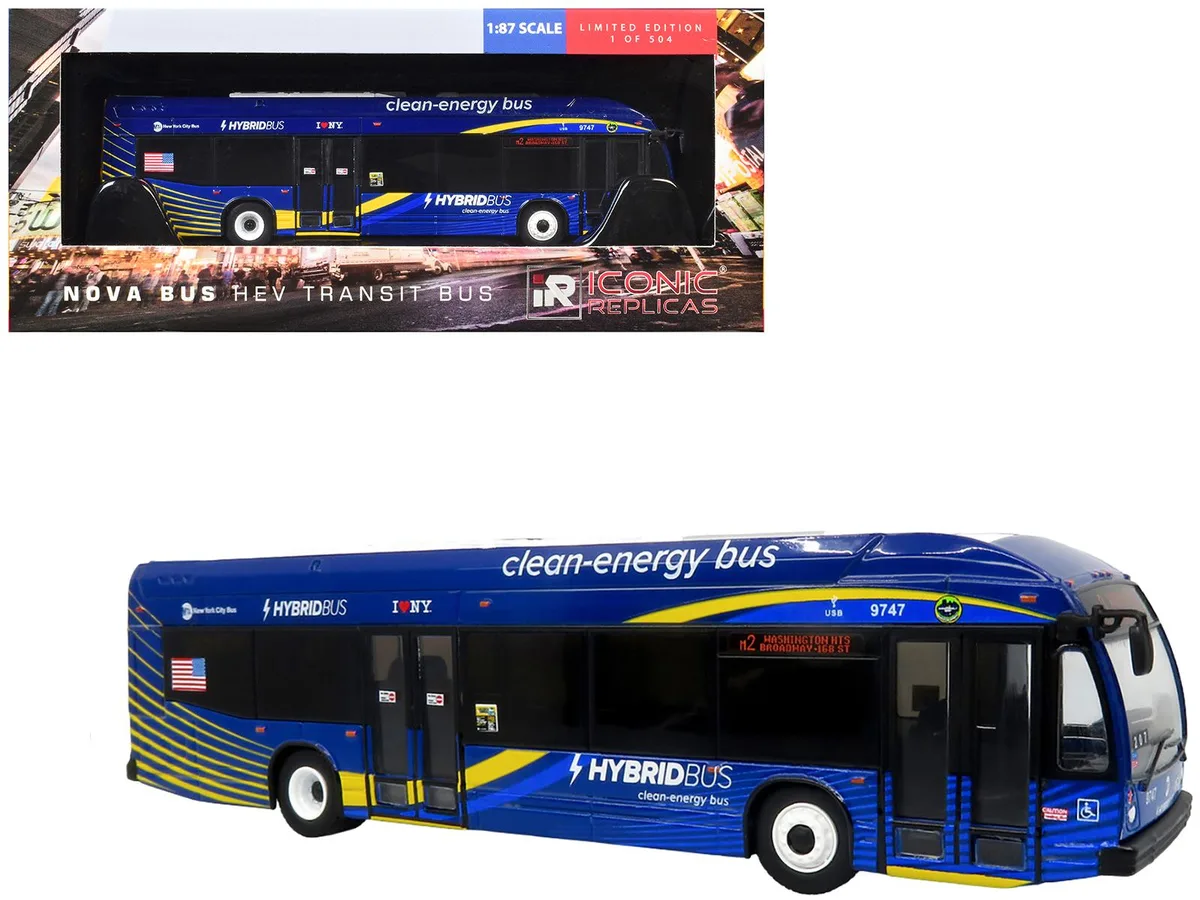 Iconic Replicas Iconic Replicas Nova Bus LFSH HEV Hybrid Transit Bus "MTA NYC" Ltd Ed 1/87 (HO) Diecast Hobby Collectible — product photo