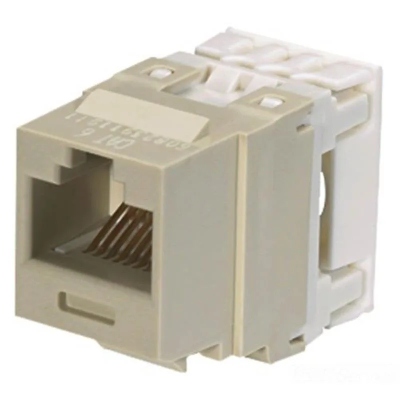 Off-white keystone jack module with RJ-45 port