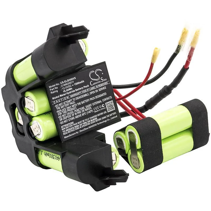 Rectangular black replacement battery with label and terminals