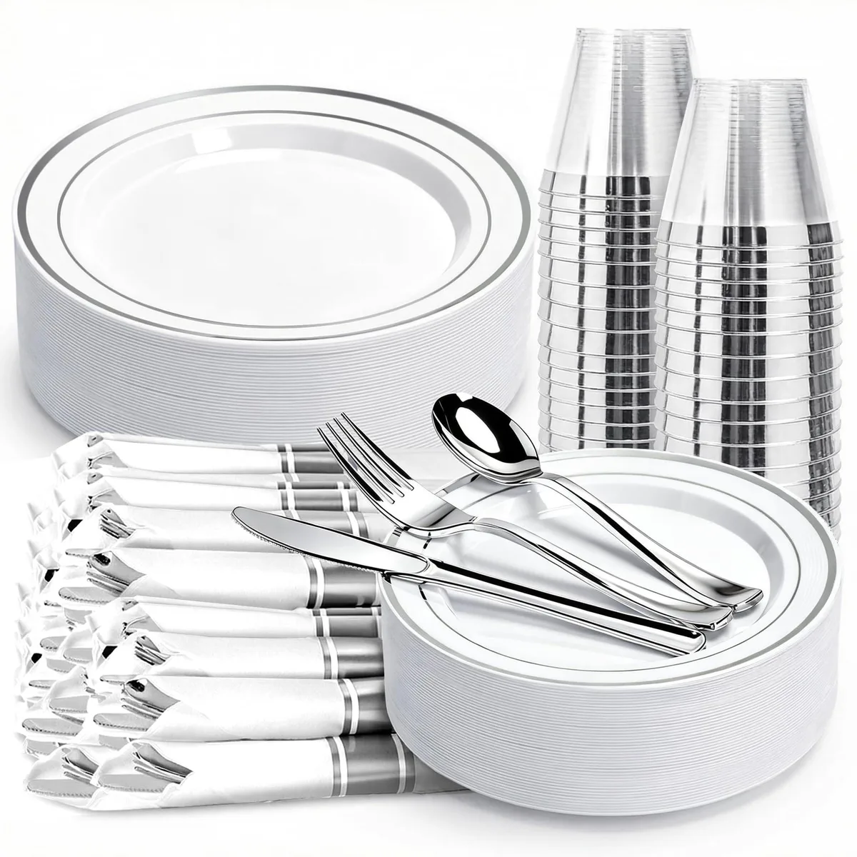 Sliver-175PCS 175-piece flatware set for 25 guests — product photo