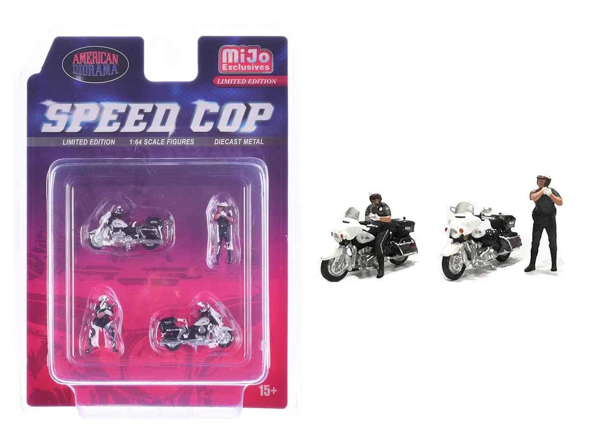 American Diorama American Diorama "Speed Cop" 4 Piece Diecast Figure Set Limited Edition 1/64 Scale — product photo