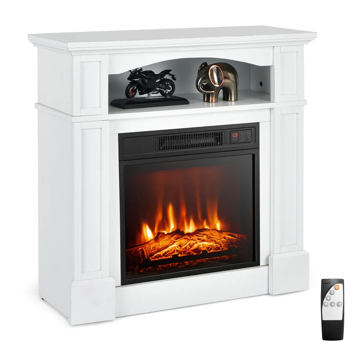 SlickBlue SlickBlue 18 Inch 1400W Electric TV Stand Fireplace with Shelf White — product photo