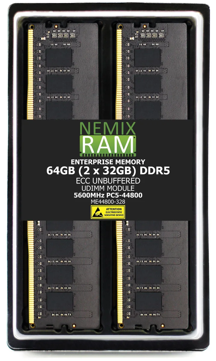 NEMIX RAM NEMIX RAM 64GB (2x32GB) DDR5 5600 ECC UDIMM 2Rx8 CL46 1.1V Lenovo ThinkSystem ST45 V3 memory upgrade — product photo