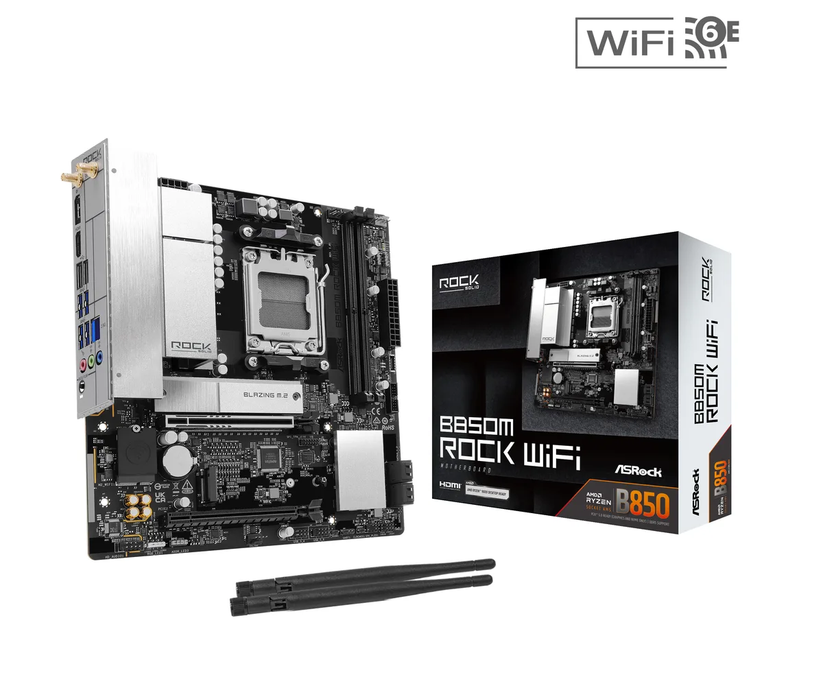 ASRock ASRock B850M Rock WiFi AMD motherboard — product photo