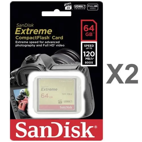 SanDisk SanDisk Extreme CF 64GB 2-Pack SDCFXSB-064G-G46 memory card — product photo