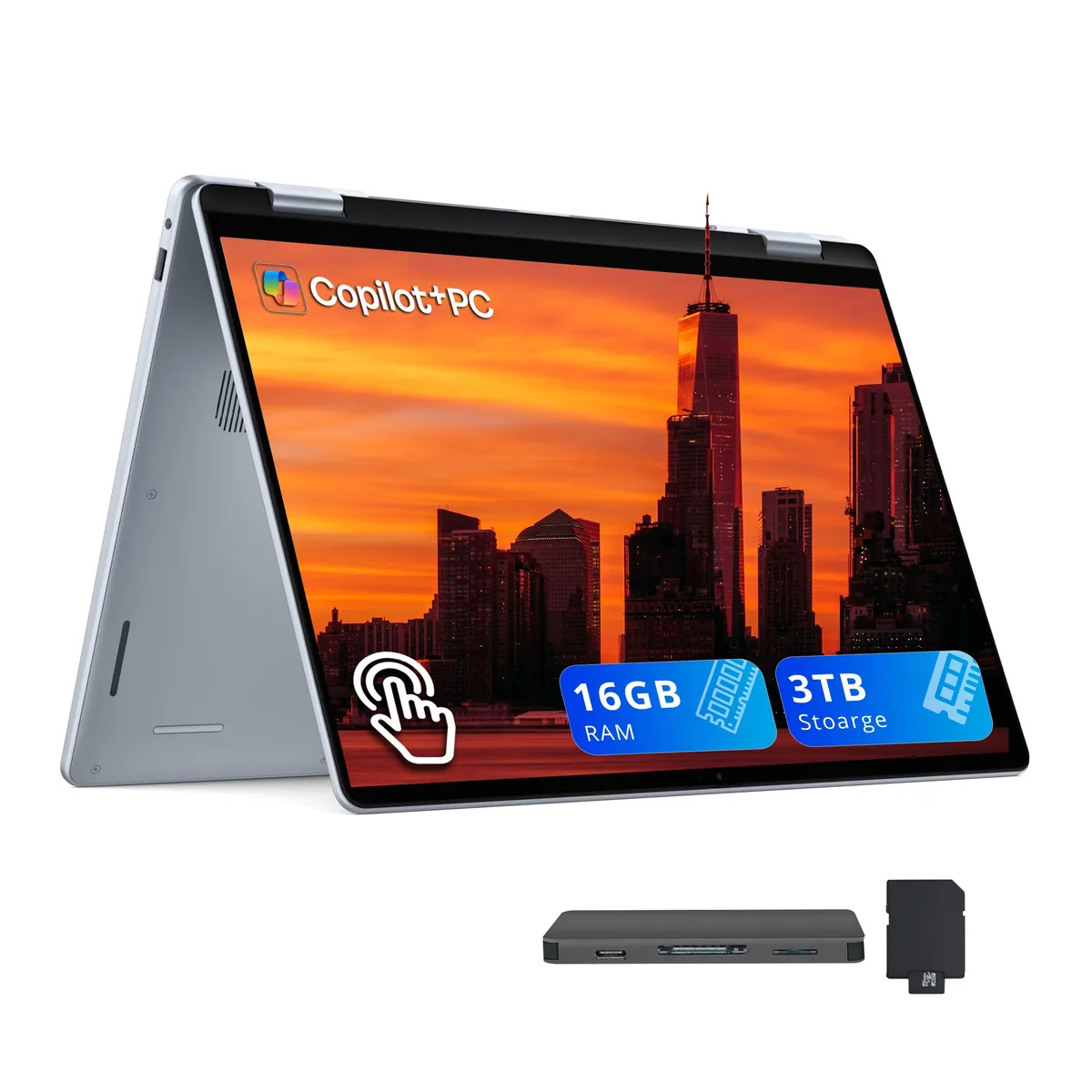 DELL DELL Plus 2-in-1 16" 2K Touchscreen Intel Core Ultra 7 256V 16GB 2TB SSD + 1TB Dock Blue — product photo