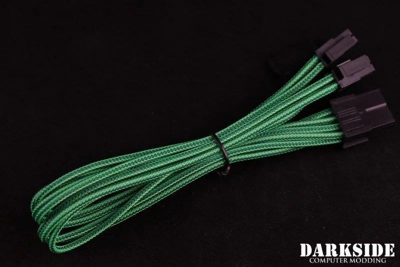 Darkside Computer Modding Darkside Computer Modding 4+4 EPS 12" HSL Single Braid Extension Cable Commando UV Green DS-0704 — product photo