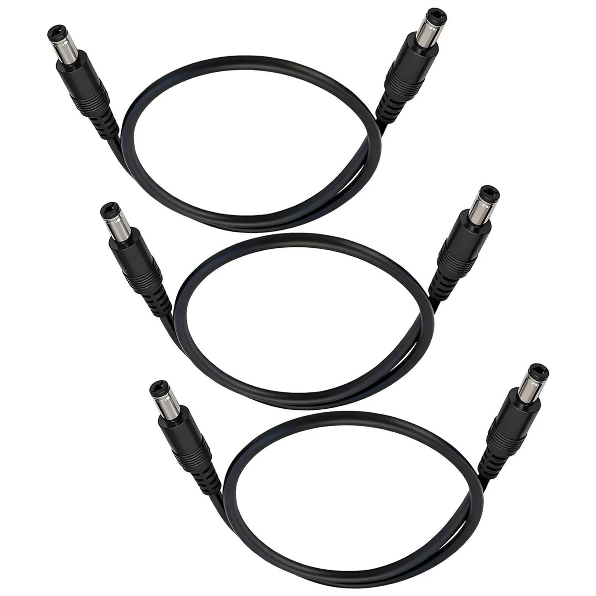  GGIPOWY 5.5mm x 2.5mm 12V DC Male-to-Male Extension Cable 18AWG 1.6FT 3-Pack — product photo