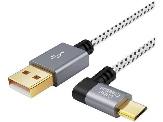 ORVIX ORVIX 2-Pack Right Angle USB 2.0 A Male to Micro USB Male Braided Cable 6.5 Feet Space Grey — product photo