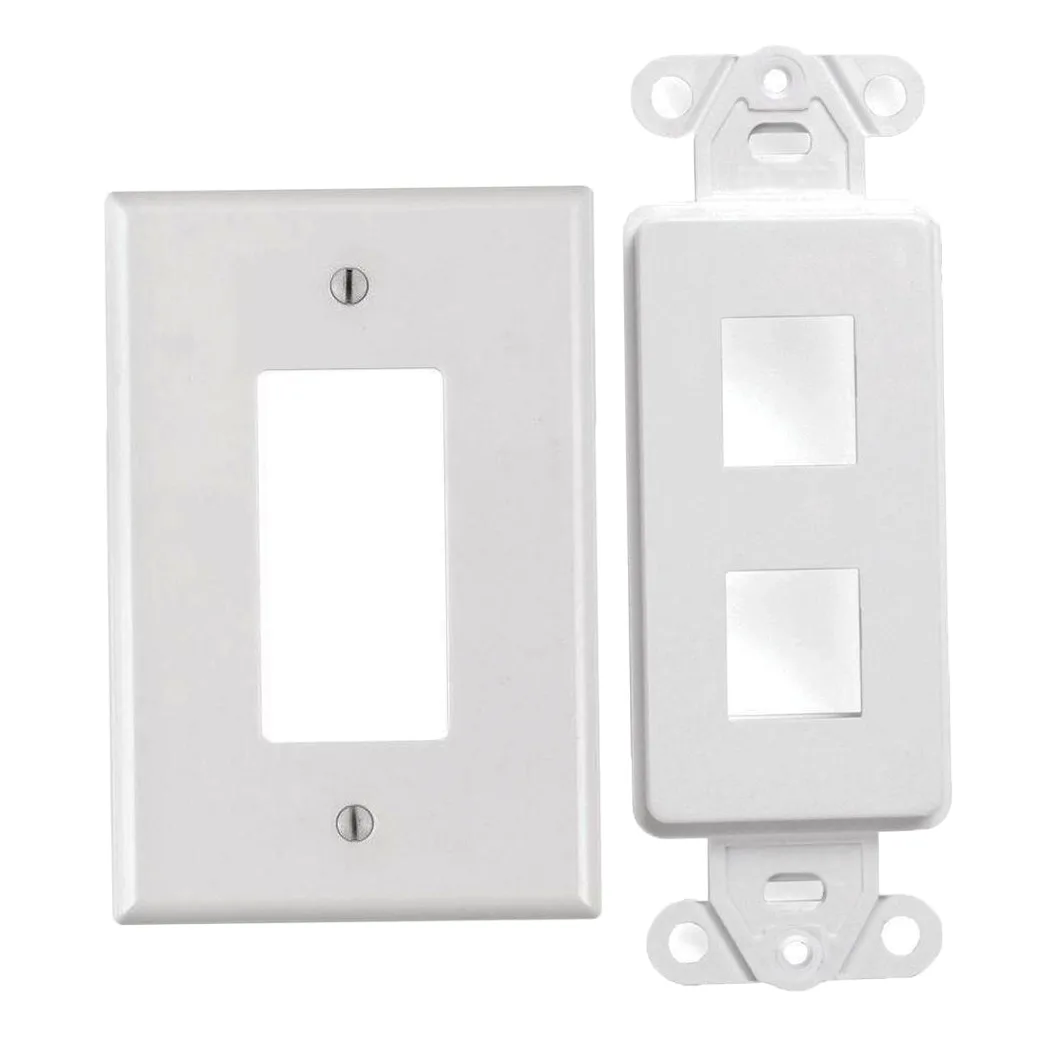 The Wires Zone The Wires Zone 2-Port Decora Keystone Wall Plate White — product photo